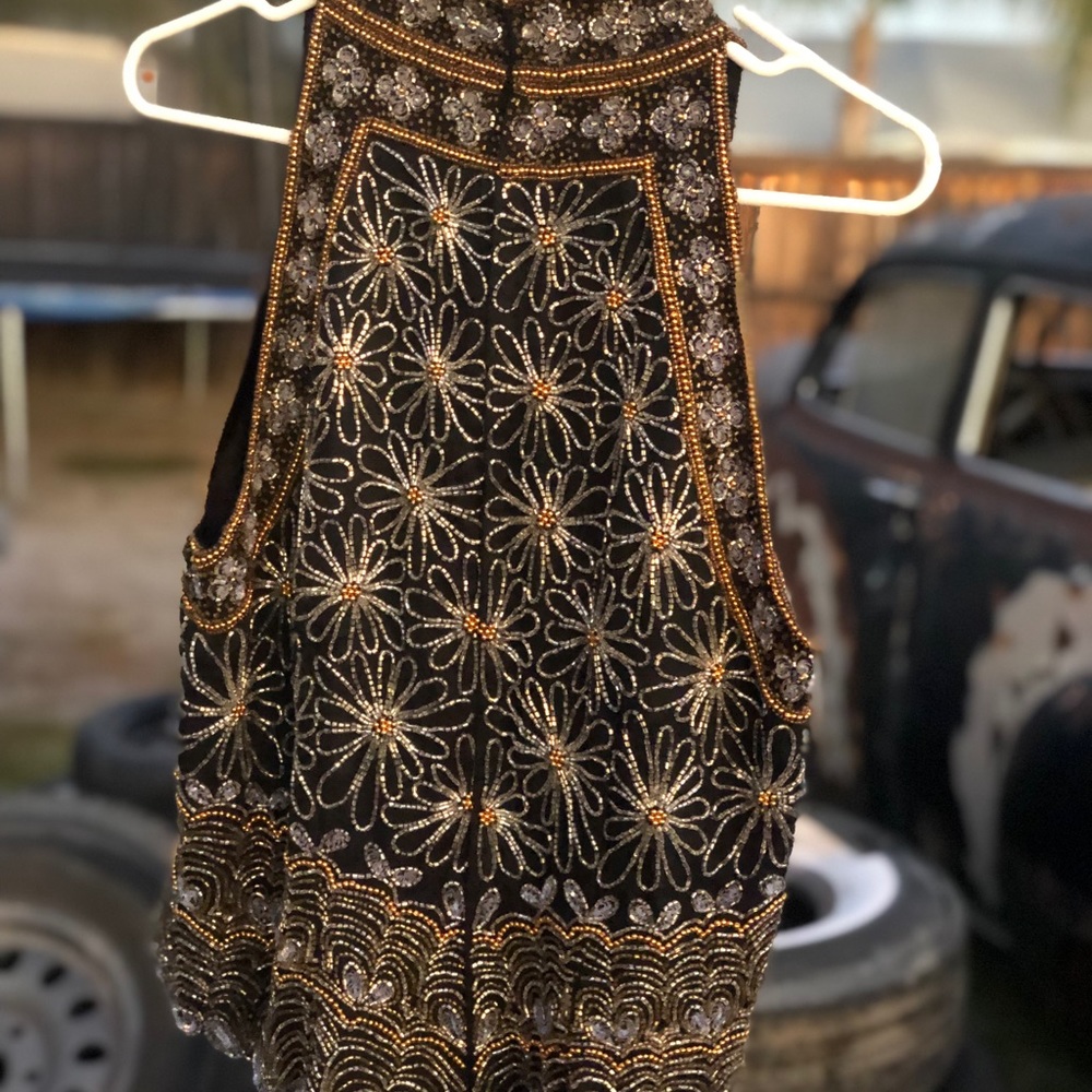 {Vintage} Hand Beaded High Neck Top - Picture 3 of 4